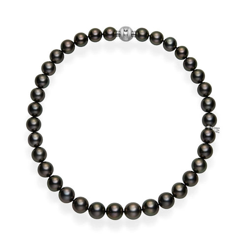 Black South Sea Cultured Pearl Necklace with 18K White Gold Clasp - 1