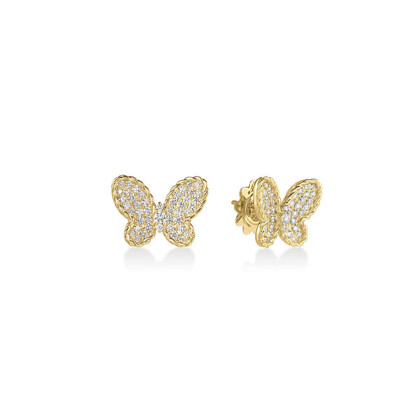 Jasmine Pave Butterfly Stud Earrings in 18K Yellow Gold with Diamonds - 1