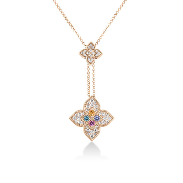 Venetian Princess Carnival Necklace with Diamonds and Gemstones in 18K Rose Gold - 1