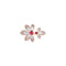 Tiare Diamond, Rubellite, and Mother of Pearl Split Flower Ring - 1