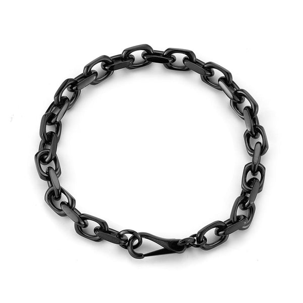 Saxon Sterling Silver, Black Ruthenium Cable Chain Link Bracelet With Spring Clasp - 1