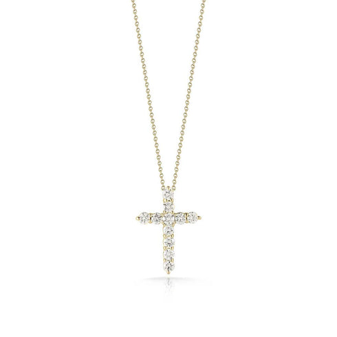 Diamond Cross Pendant in 18K Yellow Gold - 1