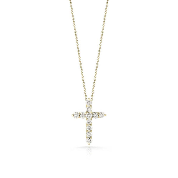 Diamond Cross Pendant in 18K Yellow Gold - 1