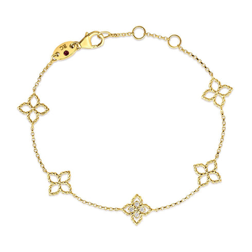Principessa Flower Station Yellow Gold Diamond Bracelet - 1