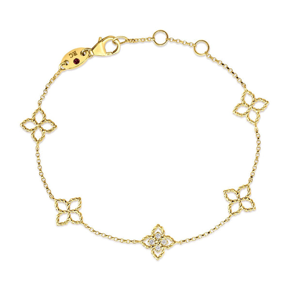 Principessa Flower Station Yellow Gold Diamond Bracelet - 1