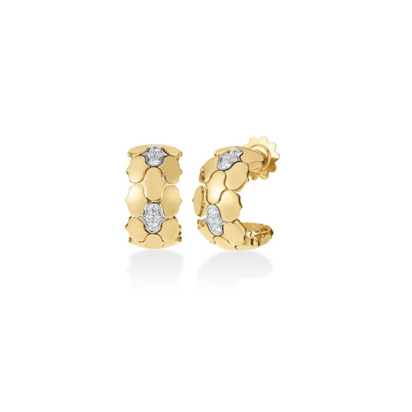 Cobra Diamond Hoop Earrings in 18K Yellow Gold - 1