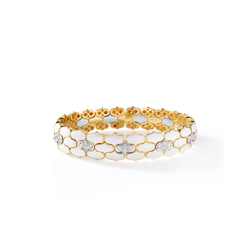 Cobra Bangle Bracelet in 18K Yellow and White Gold with Diamonds - 1