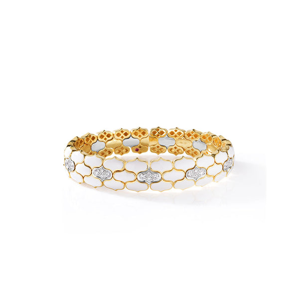 Cobra Bangle Bracelet in 18K Yellow and White Gold with Diamonds - 1