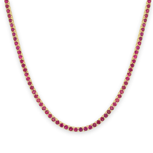 14k Gold & Gemstone Tennis Necklace - 10.45ct - 1