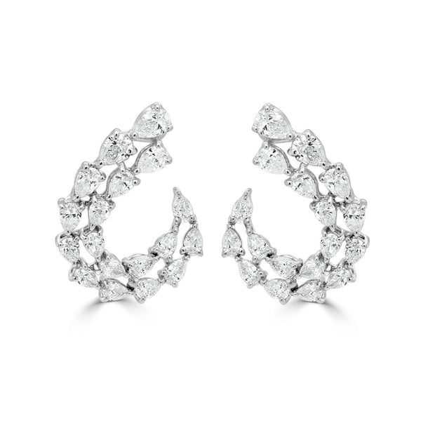 18K Gold Pear Shape Diamond Earrings - 1.91ct - 1