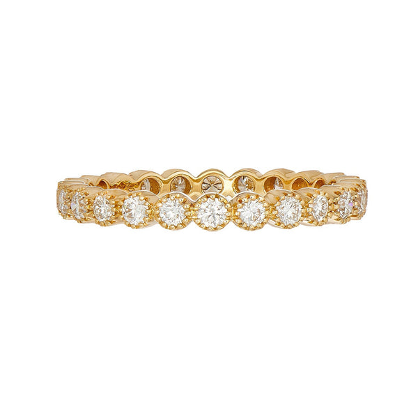 18K Gold Bezel White Diamond Stacking Ring - 1
