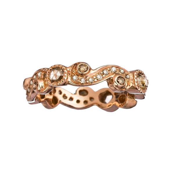 Scroll Rose-Cut White Diamond Band - 1