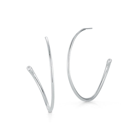 Thoby 18K And Single Diamond Tubular Hoop Earring - 1