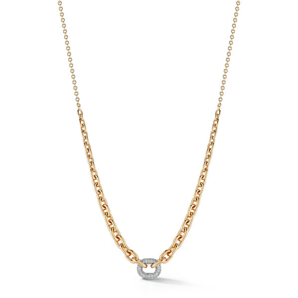 Morrell 18K Gold Graduated Link Necklace With One Diamond Link - 1