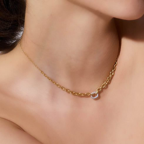 Morrell 18K Gold Graduated Link Necklace With One Diamond Link - 2