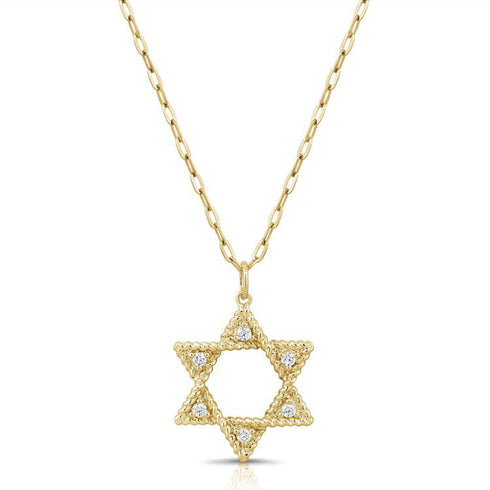 Diamond Star Of David Pendant Necklace - 1