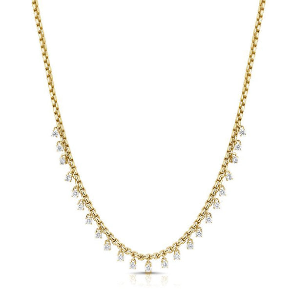 Diamond Four Prong Station Necklace - 1