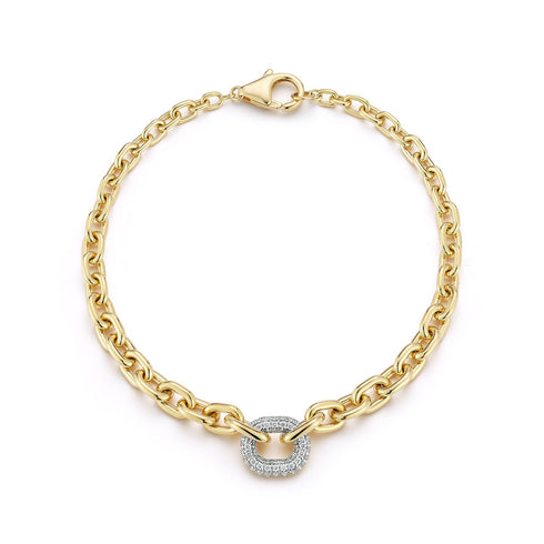 Morrell 18K Gold Graduated Link Chain Bracelet With One Diamond Link - 1