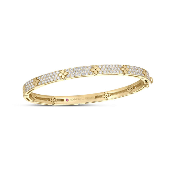 Love In Verona Pavé Diamond And Polished Flower Bangle - 1
