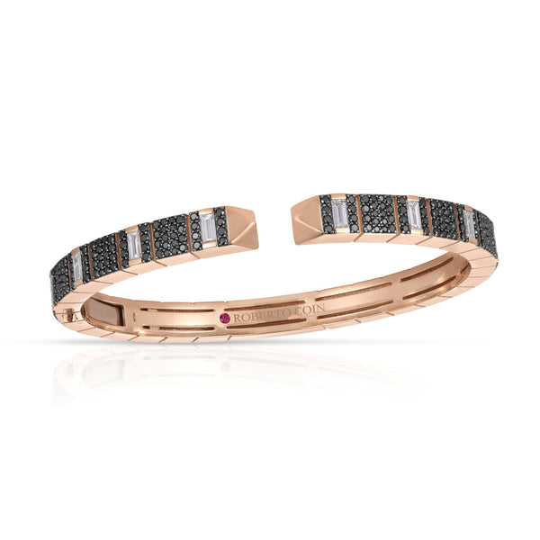 Obelisco Pavé Black And White Diamond Cuff Bangle - 1