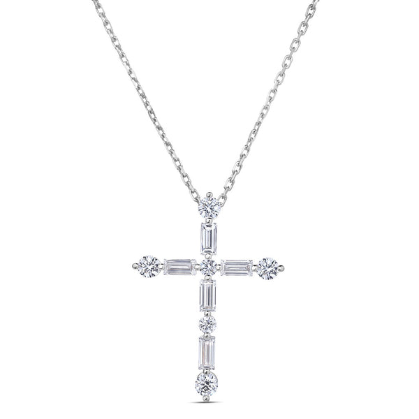 Classic Diamond Mixed Cut Cross Necklace - 1