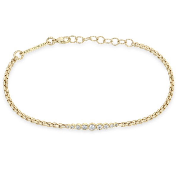 14k Graduated Diamond Bezel Small Box Chain Bracelet - 1