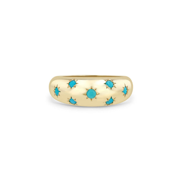 14k Scattered Star Set Turquoise Small Aura Ring - 1