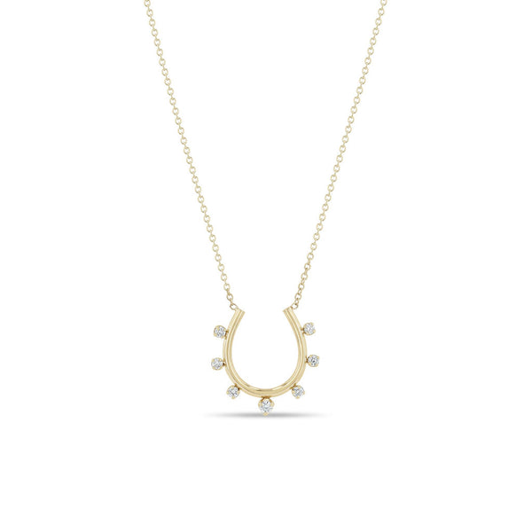 14k Gold Graduating Prong Diamond Horseshoe Necklace - 1