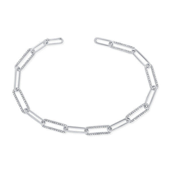 14k Gold & Diamond Paperclip Link Bracelet - 1.18ct - 1