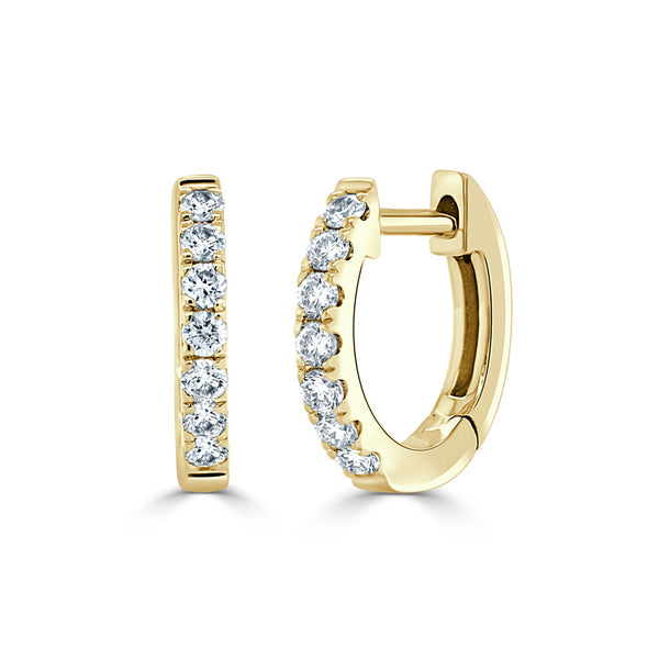 14k Gold & Diamond Huggie Earrings- 0.20ct. - 1