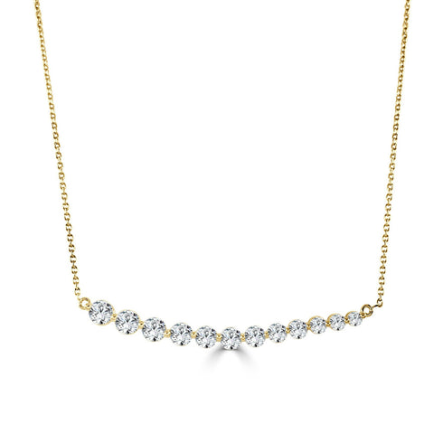 14k Gold & Diamond Bar Necklace - 1.06ct - 1