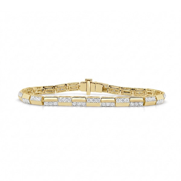 14K Gold Checkered Diamond Pave Bracelet - 2.59 CT - 1