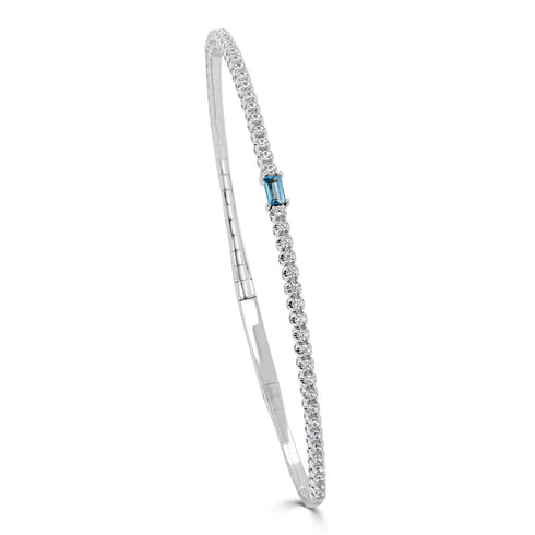 14K Gold Birthstone & Diamond Flexible Bangle - 0.54ct - 1
