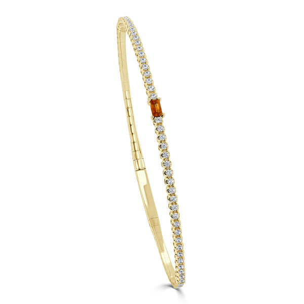 14K Gold Birthstone & Diamond Flexible Bangle - 0.54ct - 1