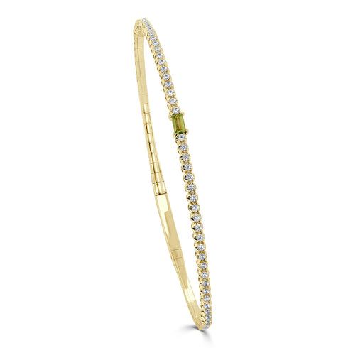 14K Gold Birthstone & Diamond Flexible Bangle - 0.54ct - 1