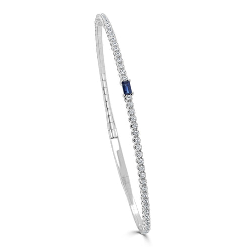 14K Gold Birthstone & Diamond Flexible Bangle - 0.54ct - 1