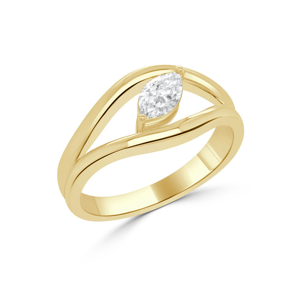 14K Gold Marquise Diamond Ring - 0.32 CT - 1
