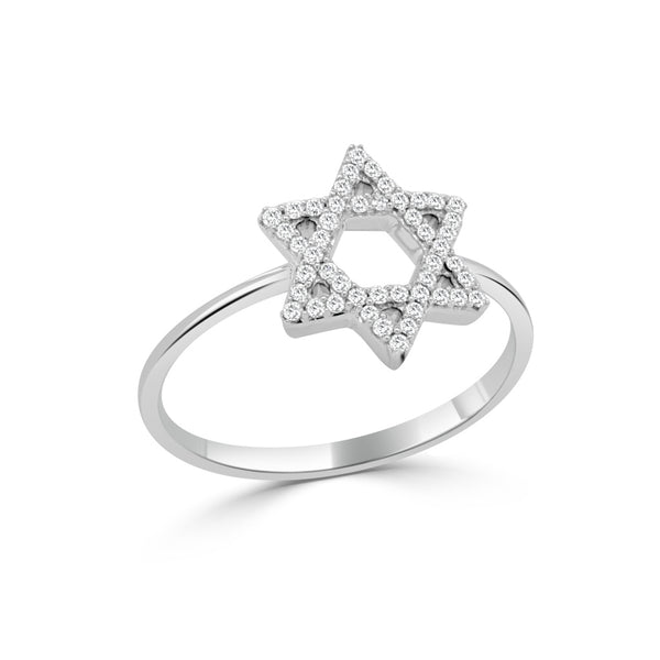 14K Gold Diamond Star Of David Ring - 0.07 CT - 1