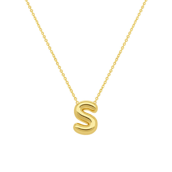14K Gold Bubble Initial Necklace - 1