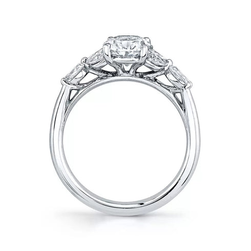 Oval Diamond Engagement Ring with Marquise and Pear Side Stones - 2