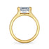 Yellow Gold East-West Emerald Cut Half Bezel Engagement Ring - 2