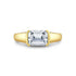 Yellow Gold East-West Emerald Cut Half Bezel Engagement Ring - 3