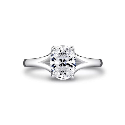 Oval Diamond Solitaire Engagement Ring with Split Shank - 3