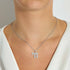 Round & Baguette Diamond Chai Pendant In White Gold - 2