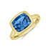 4.23ct Cushion Shape Blue Topaz Bezel Set Solitaire Ring - 1