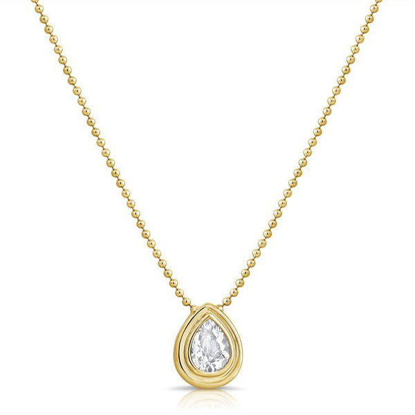 2.20ct White Topaz Solitaire Bezel Set Ball Penadnt Necklace - 1