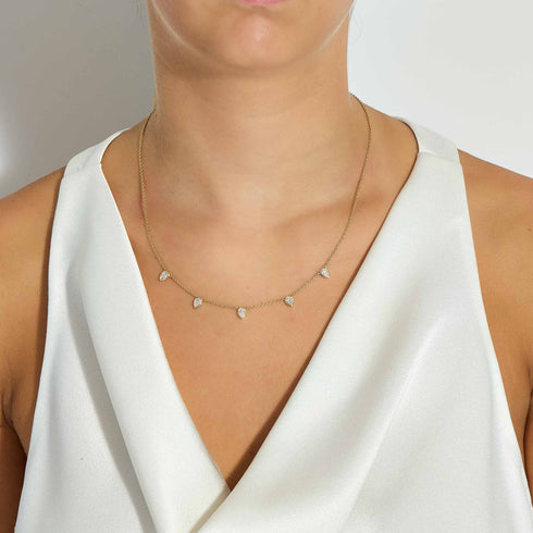 1.27ct Pear Shape Diamond Bezel Station Necklace - 2