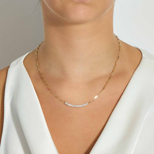 .85ct Diamond Bar Paperclip Necklace - 2