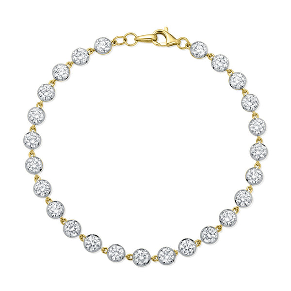 Round Brilliant Diamond Station Bracelet In 18K Yellow Gold - 1