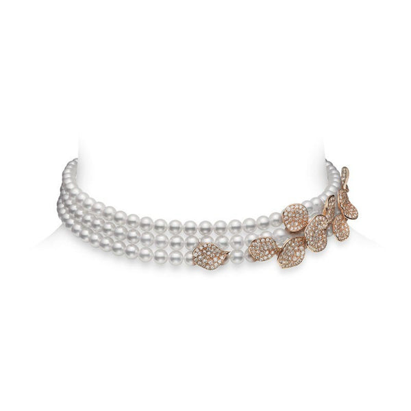Les Pétales Place Vendôme Roses Akoya Cultured Pearl and Diamond Choker Necklace in 18K Pink Gold - 1